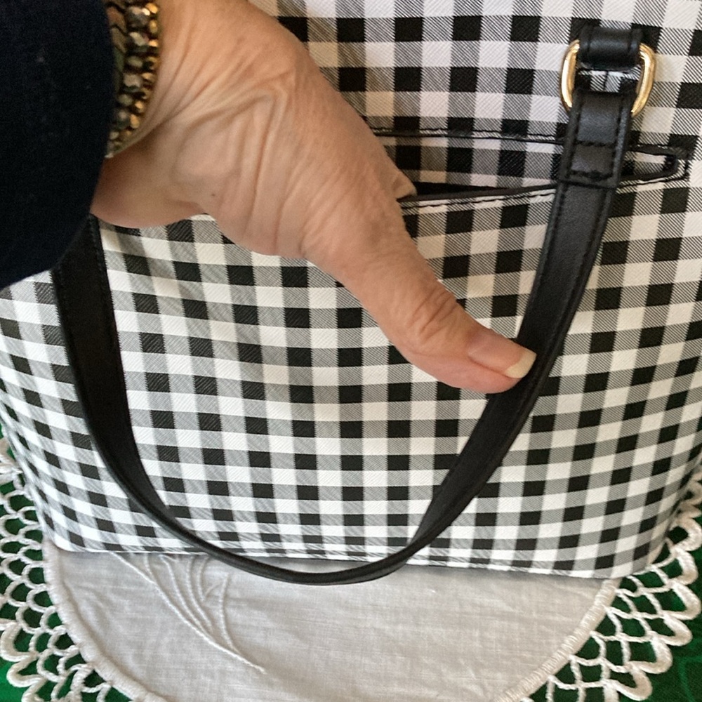 NWT NANETTE LEPORE Black/white gingham, appx 9” high, 13” x 5”. $63 - Picture 3 of 11
